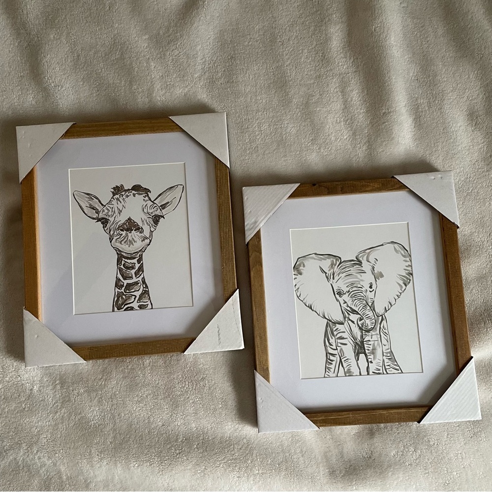Wooden Framed Animal Sketch Art Set